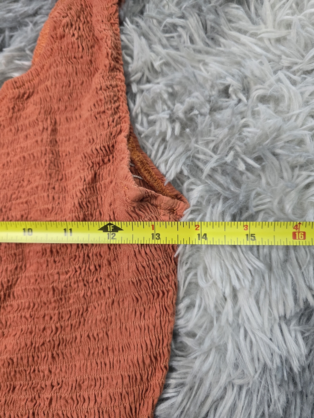 One-Shoulder Burnt Orange Textured Crop Top Size Medium - Picture 4 of 6